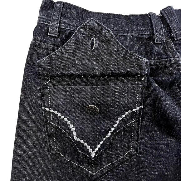 Imperious Delf Trading Jeans 38x33 Black Vintage Flap Pocket Embroidered Rock - Picture 4 of 16